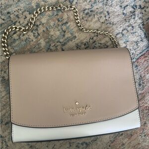 Kate Spade Tan and White Crossbody Bag